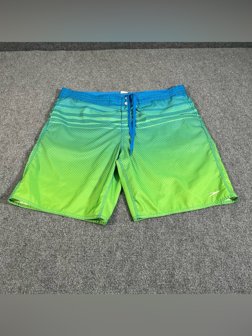 Speedo Board Shorts Men's Xl Elastic Waist Blue & Green Lined Swim Trunks
